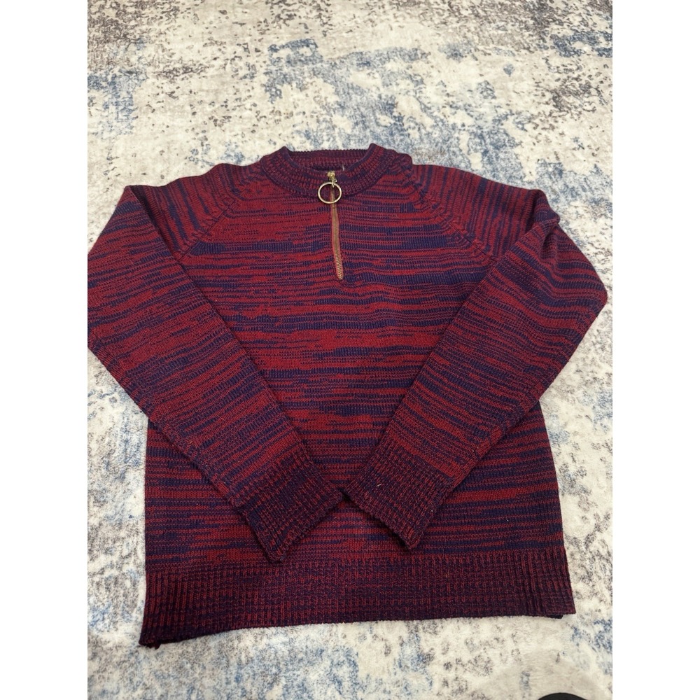 Vintage Expressions by Campus Girls 16 Striped Quarter Zip Ring Pull Sweater